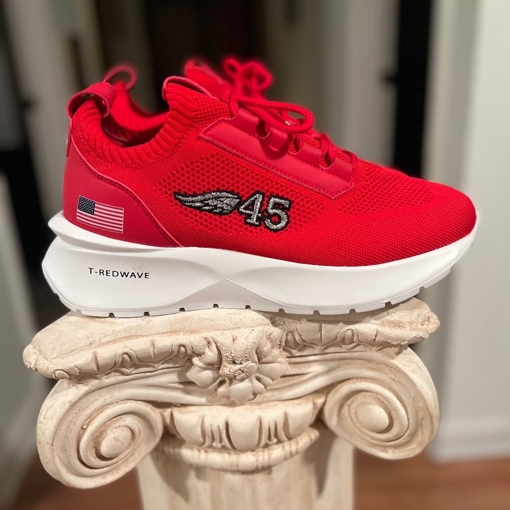 RED & WHITE CUSTOM TRUMP SNEAKERS 9 1/2 & 10 1/2